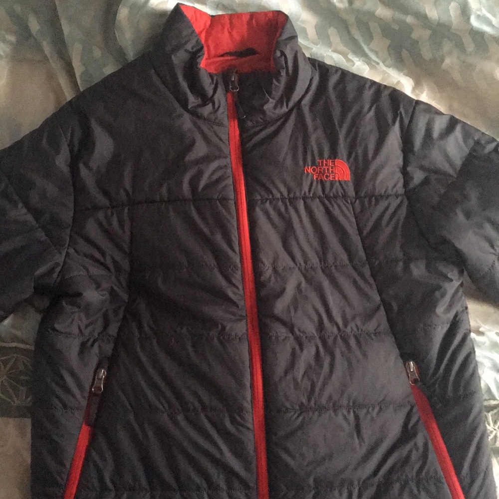 Grey + Red North face jacket